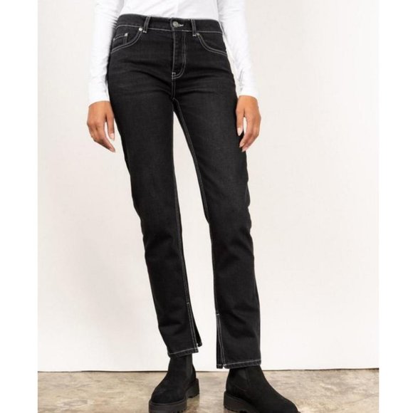 Ganni Denim - Ganni Slit Pants Black Wash Size NWT Size 25